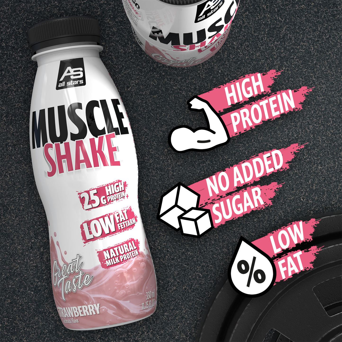 All stars Muscle shake drink Protein - Erdbeere