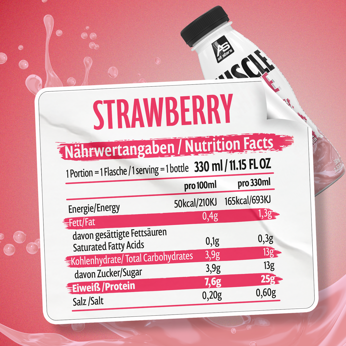 All stars Muscle shake drink Protein - Erdbeere2