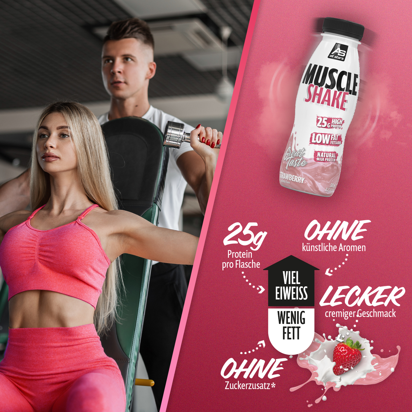 All stars Muscle shake drink Protein - Erdbeere3